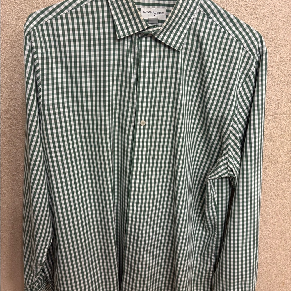 Banana Republic Green Gingham Dress Shirt